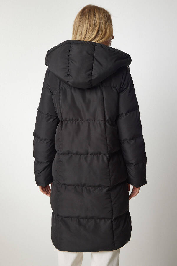 Women's Black Cream Hooded Puffer Jacket VP00005 - 5