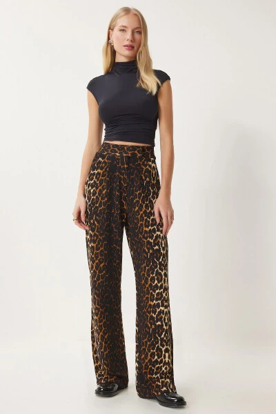 Women's Black Cream Waist Hook and Loop Casual Woven Trousers RV00150 - 1