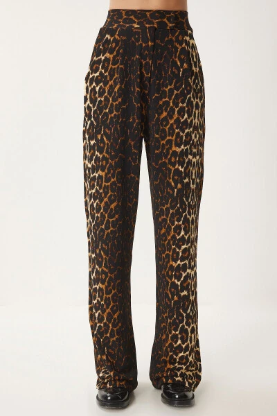 Women's Black Cream Waist Hook and Loop Casual Woven Trousers RV00150 - 4