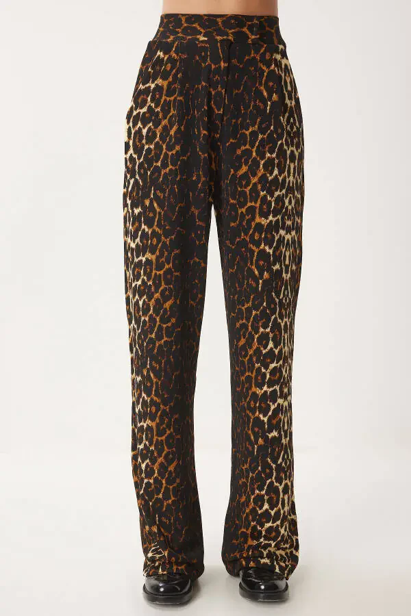 Women's Black Cream Waist Hook and Loop Casual Woven Trousers RV00150 - 4