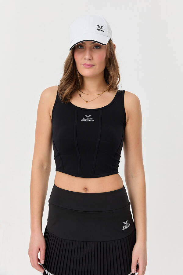 Women's Black Crop Tank Top - 3