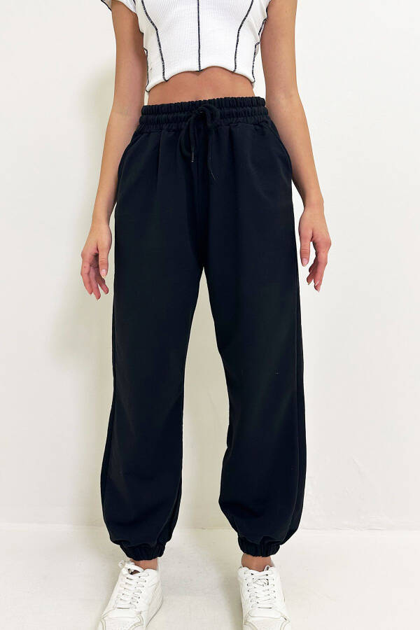 Women's Black Cuffed Two-Thread Sweatpants ALC-Y2933 - 4