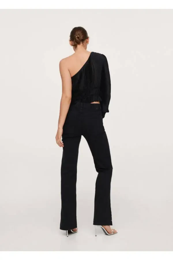 Women's Black Denim Studded Straight Leg Jean - 4