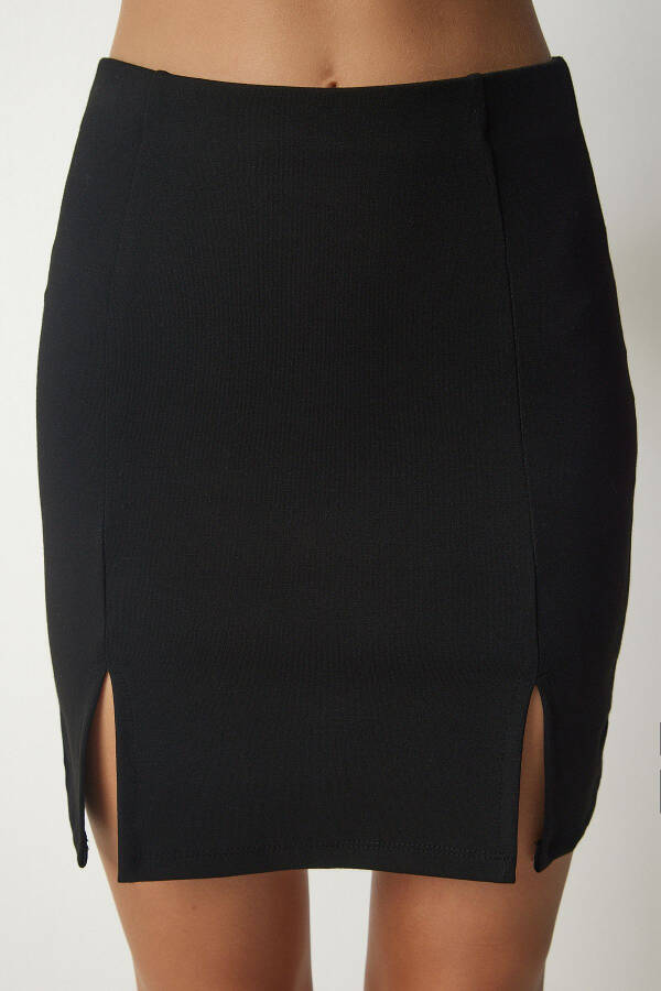 Women's Black Double Slit Mini Knit Skirt MC00226 - 6
