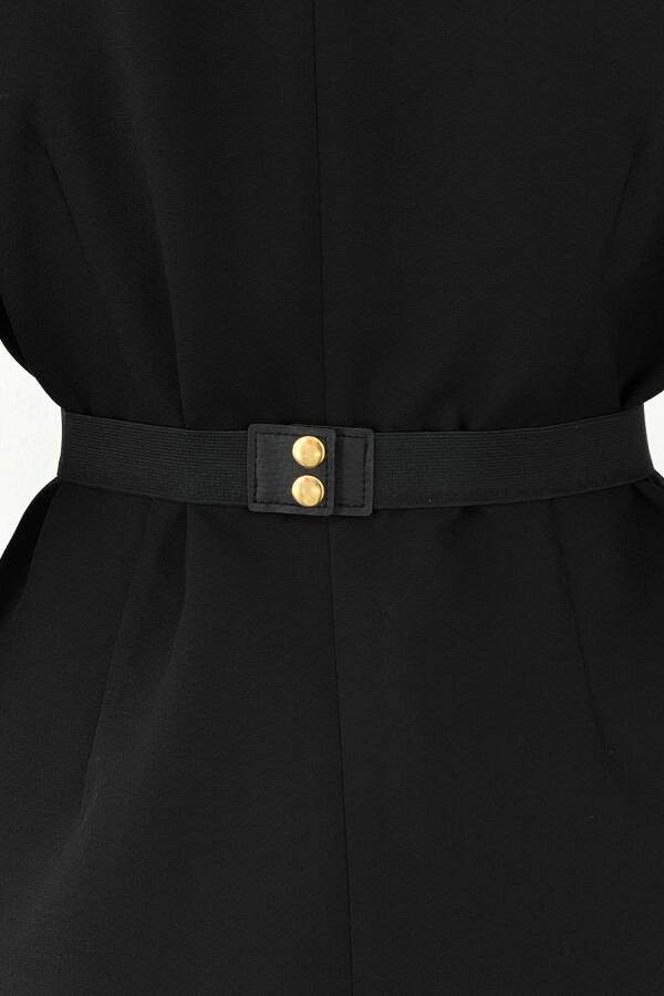 Women's Black Elastic Belt with Gold Buckle BE663 - 3