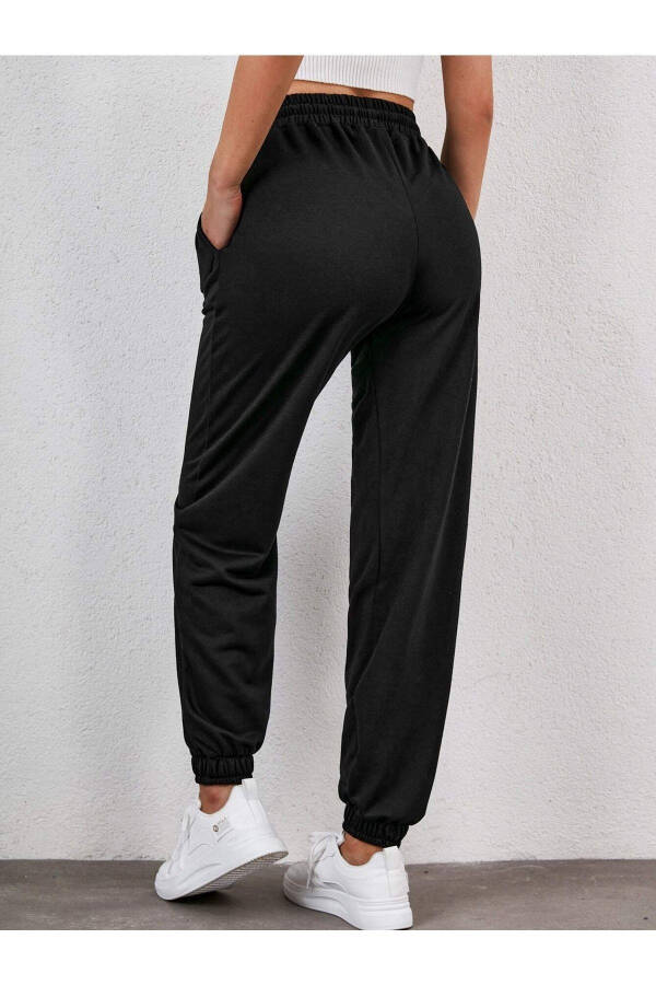 Women's Black Elastic Waist and Cuffs Pocket Tracksuit Bottoms Arm-22Y024062 - 5