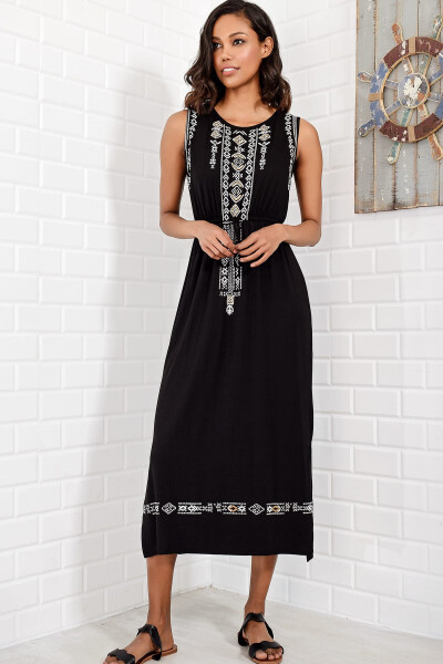 Women's Black Embroidered Bohemian Dress ALC-6564 - 2