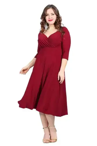 Women's Black Evening Dress KL8003 Burgundy - 1