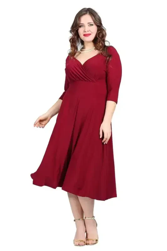 Women's Black Evening Dress KL8003 Burgundy - 1