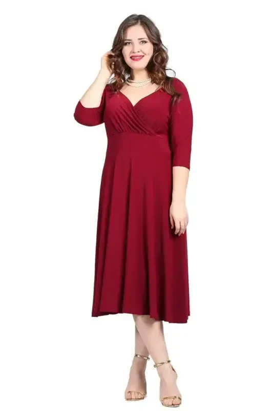 Women's Black Evening Dress KL8003 Burgundy - 2