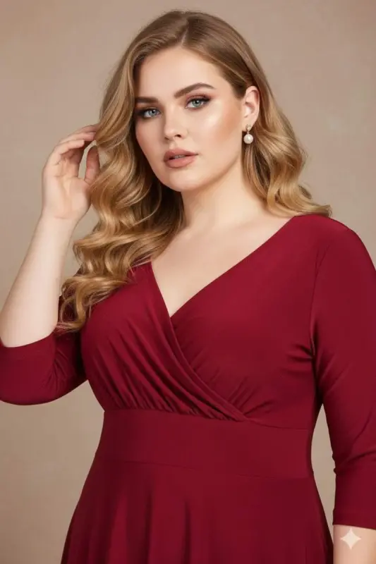 Women's Black Evening Dress KL8003 Burgundy - 5
