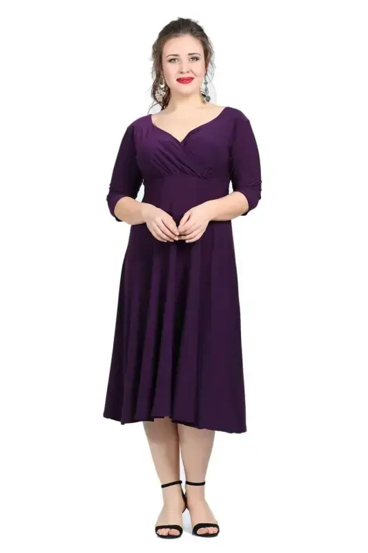 Women's Black Evening Dress KL8003 Purple - BÜYÜKBEDENIZ