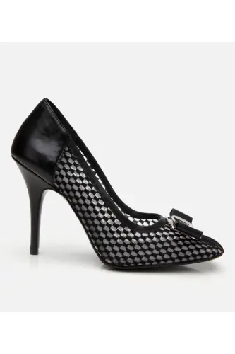 Women's Black Fishnet Stiletto - 1