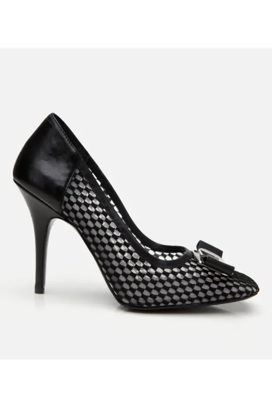 Women's Black Fishnet Stiletto - Modazone