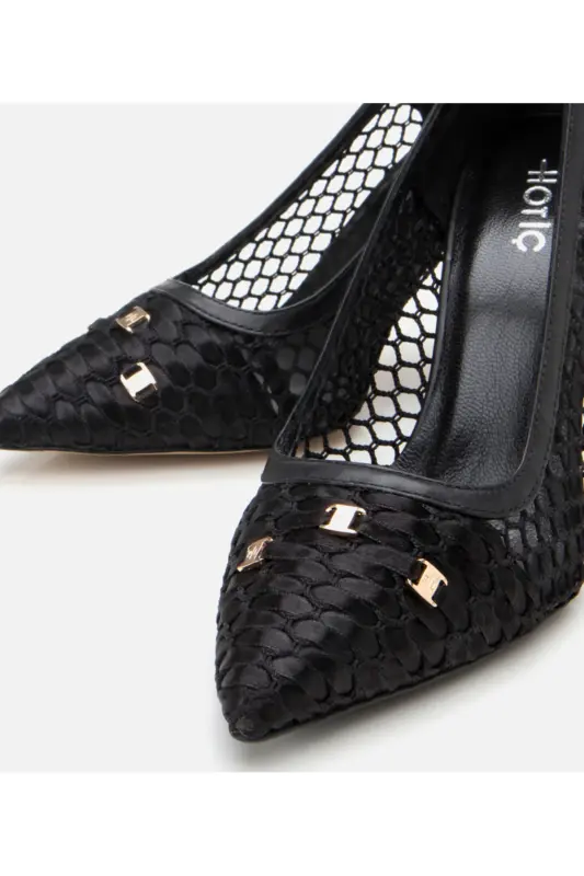 Women's Black Fishnet Stiletto - 3