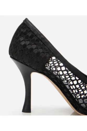 Women's Black Fishnet Stiletto - 4