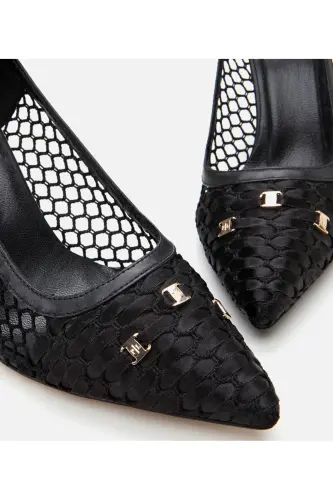 Women's Black Fishnet Stiletto - 6