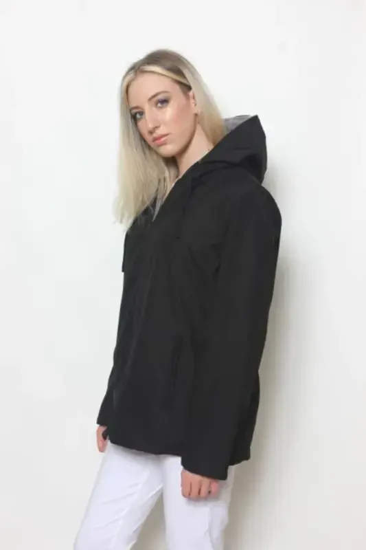Women's Black Fleece Lined Jacket-BLACK - 5