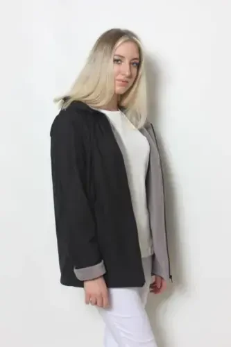 Women's Black Fleece Lined Jacket-BLACK - 6