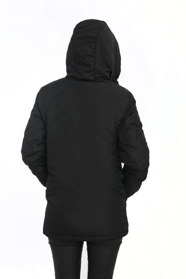 Women's Black Fleece Lined Waterproof Windproof Hooded Winter Coat & Jacket & Parka - 10