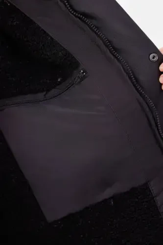 Women's Black Fleece Lined Waterproof Windproof Hooded Winter Coat & Jacket & Parka - 4