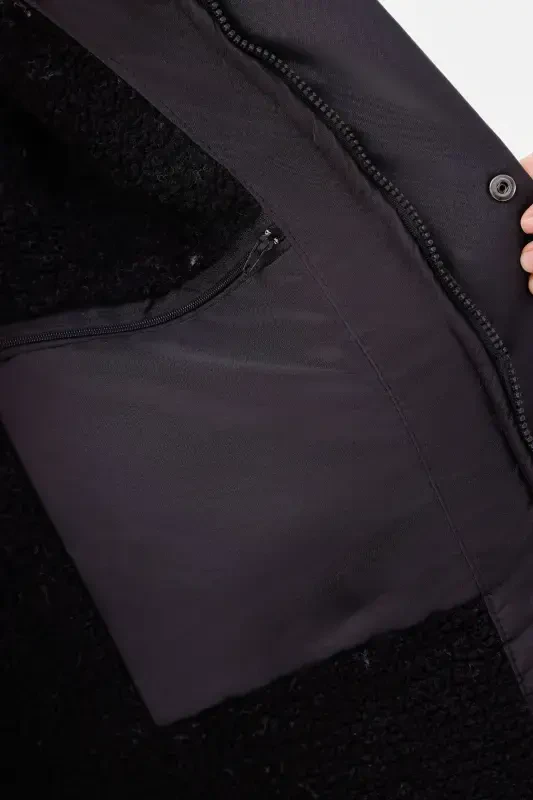 Women's Black Fleece Lined Waterproof Windproof Hooded Winter Coat & Jacket & Parka - 4