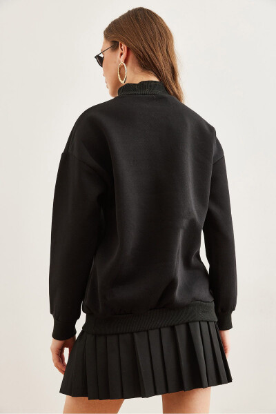 Women's Black Half Fisherman's Thistledown Basic Sweatshirt SWT-19000673 - 5