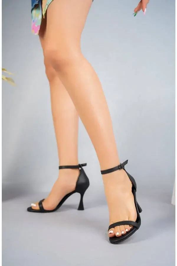 Women's Black Heeled Shoes Simple New Model Classic Orthopaedic Sole - 8