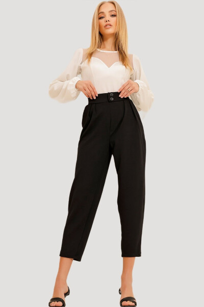 Women's Black High Waist Carrot Pants ALC-X11148 - 1