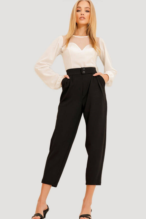 Women's Black High Waist Carrot Pants ALC-X11148 - 2