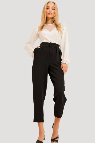 Women's Black High Waist Carrot Pants ALC-X11148 - 3