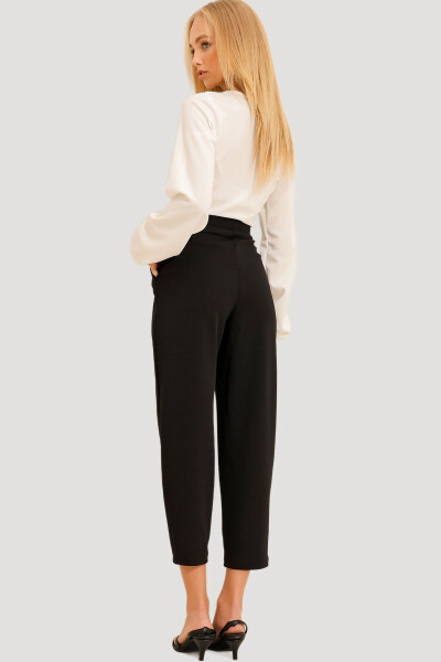 Women's Black High Waist Carrot Pants ALC-X11148 - 5