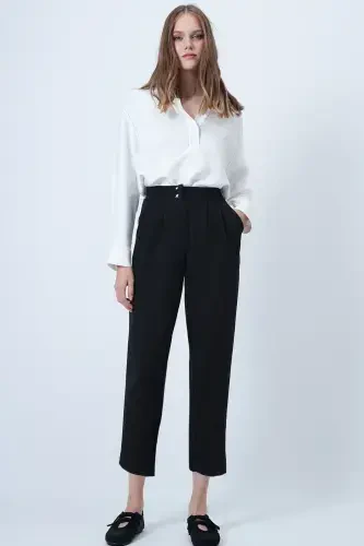 Women's Black High Waist Carrot Pants ALC-X11148 - 4