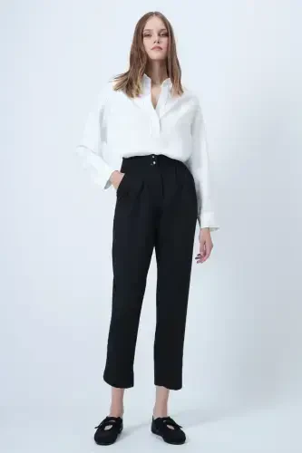 Women's Black High Waist Carrot Pants ALC-X11148 - 5