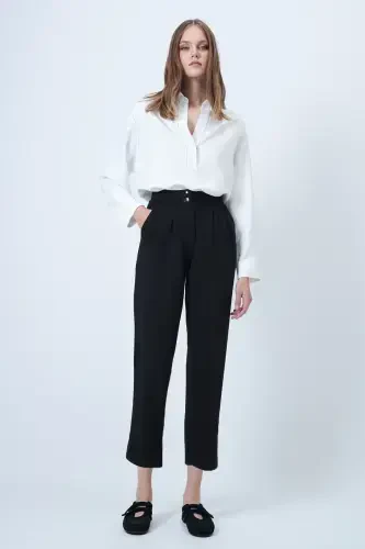 Women's Black High Waist Carrot Pants ALC-X11148 - 6