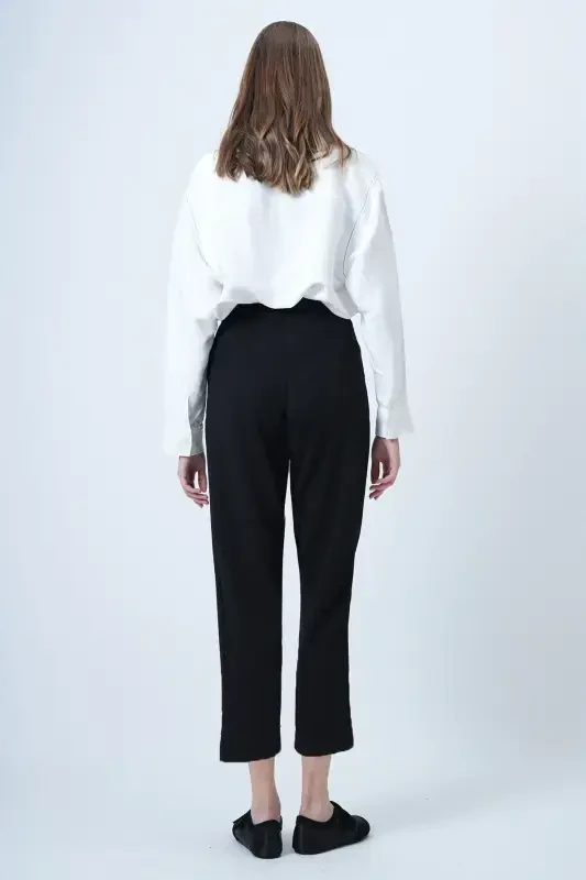 Women's Black High Waist Carrot Pants ALC-X11148 - 8