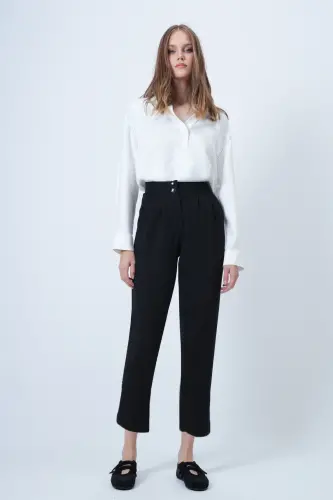 Women's Black High Waist Carrot Pants ALC-X11148 - 4