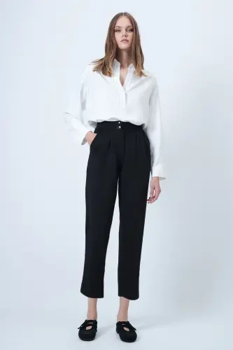Women's Black High Waist Carrot Pants ALC-X11148 - 7