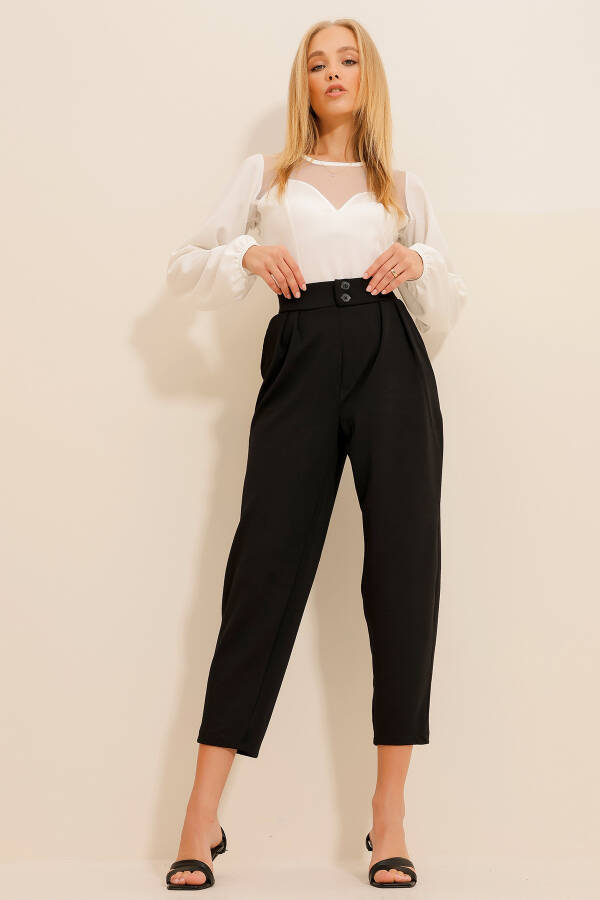 Women's Black High Waist Carrot Pants ALC-X11148 - 6