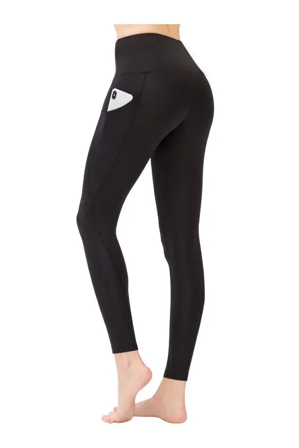 Women's Black High Waist Double Pocket Shaping Leggings - 1