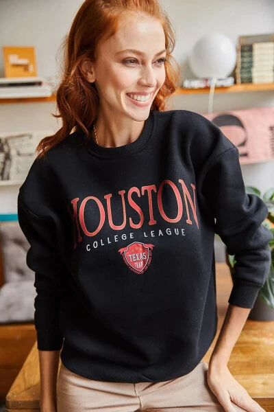 Women's Black Houston Printed Thistle Sweatshirt SWT-19000426 - 8