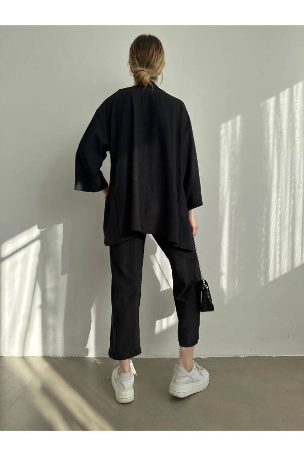 Women's Black Kimono Pants Knit Set - 16