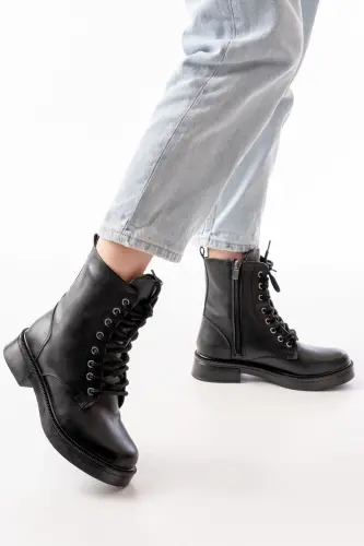Women's Black Knee-Length Long - Black-Zipperless - 1
