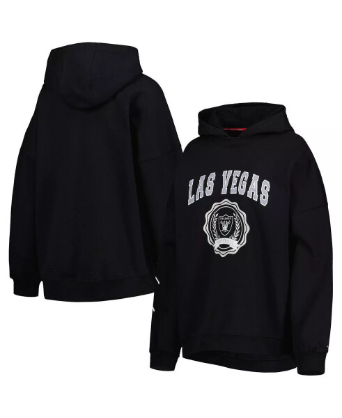 Women's Black Las Vegas Raiders Becca Drop Shoulder Pullover Hoodie Black - 1