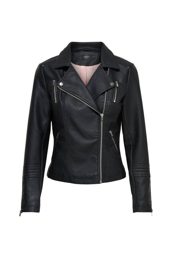 Women's Black Leather Jacket 15153079 - 5