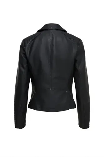 Women's Black Leather Jacket 15153079 - 5
