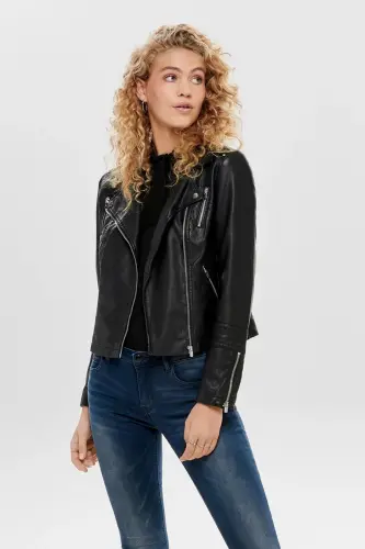 Women's Black Leather Jacket 15153079 - ONLY (1)