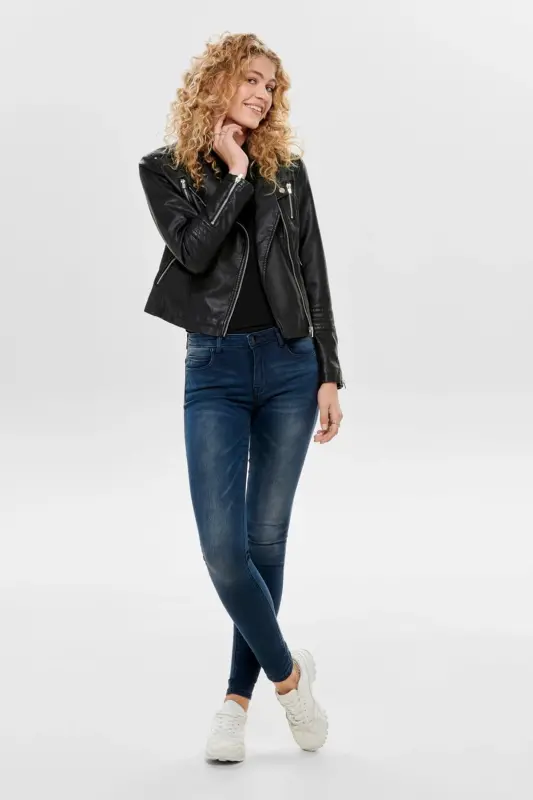 Women's Black Leather Jacket 15153079 - 3