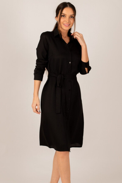 Women's Black Long Shirt Dress ARM-22K001141 - 3