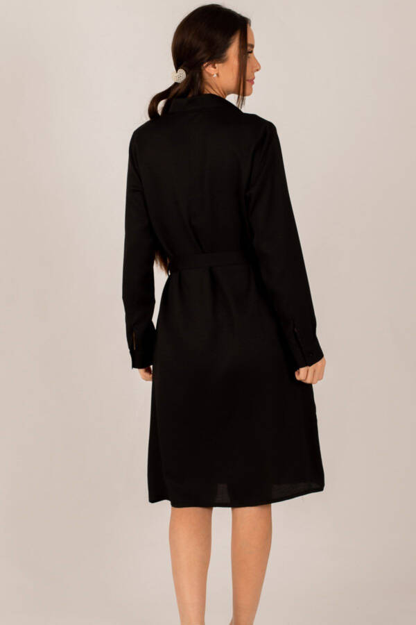 Women's Black Long Shirt Dress ARM-22K001141 - 4